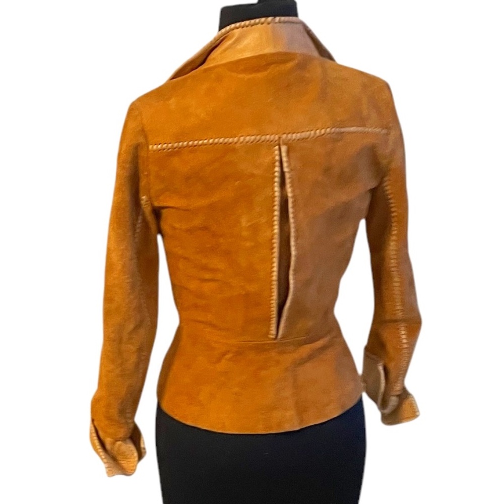 Vintage Handcrafted Custom Made Char Of Mexico Women's Leather Suede Jacket Xs View 2